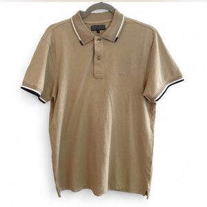 ENRICO COVERI SPORTSWEAR TAN SHORT SLEEVE POLOS SHIRT SIZE LARGE CLASSIC PREPPY